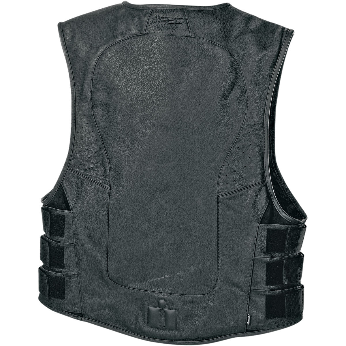 Icon Regulator D3O Stripped leather vest with a back protector