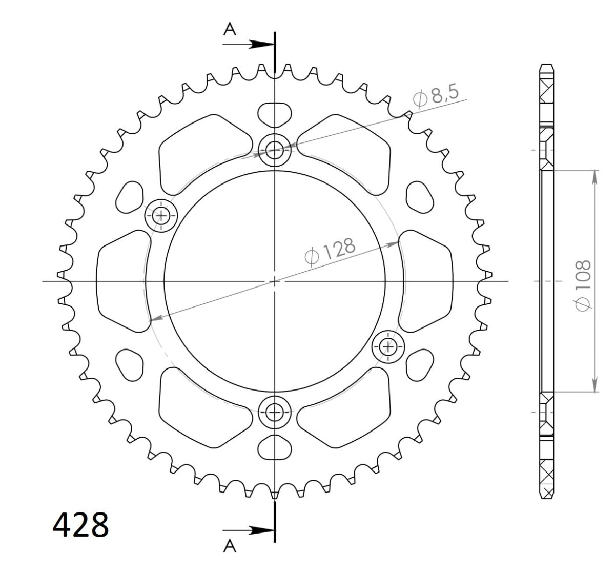 Supersprox takaratas Alu RAL-797:51 Black