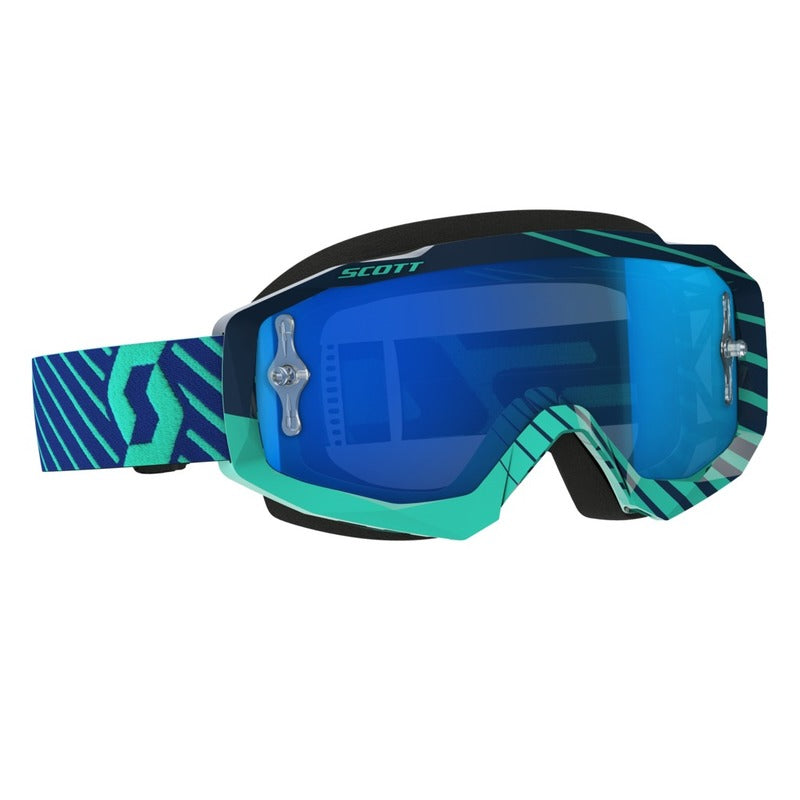 Scott Hustle MX goggles,blue/teal, blue chrome works