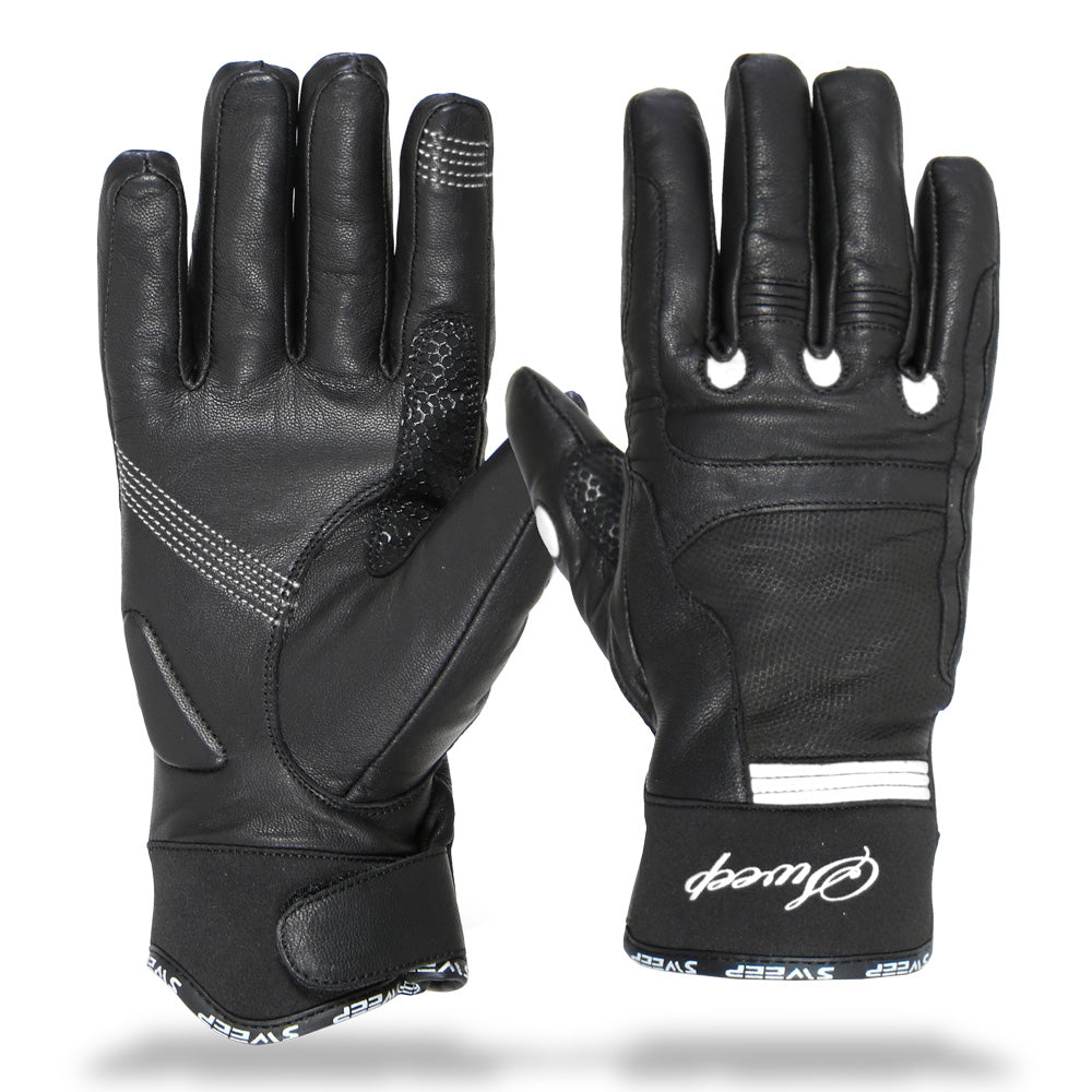 Sweep Diamond ladies leather glove black/white