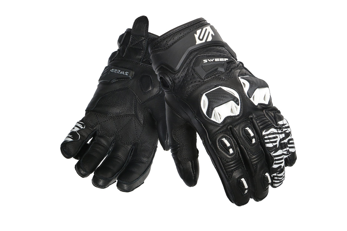 Sweep Volcano short racing gloves, black/white