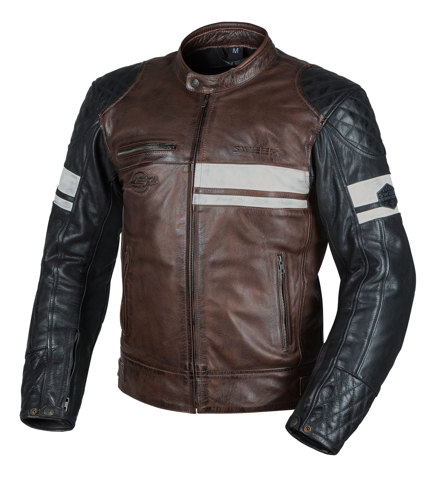 Sweep Santa Fe nahkatakki, ruskea/musta/valkoinen