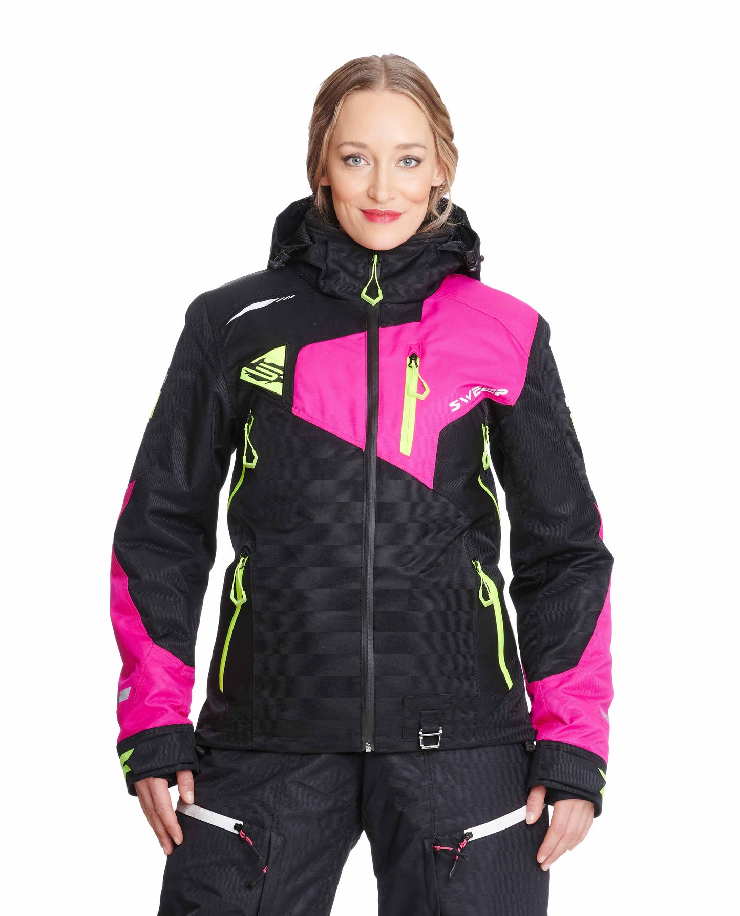 Sweep Pulse ladies snowmobile jacket, black/pink/yellow