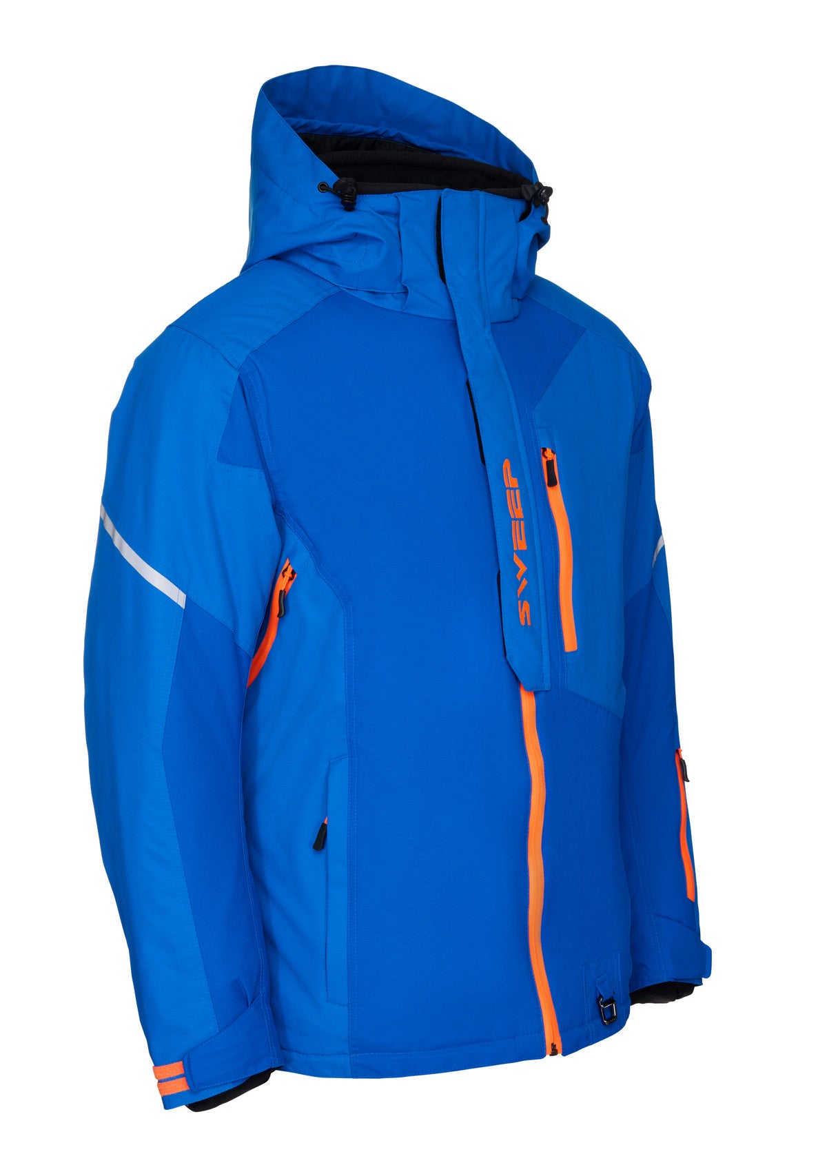 Sweep Recon snowmobile jacket, two-tone blue/orange
