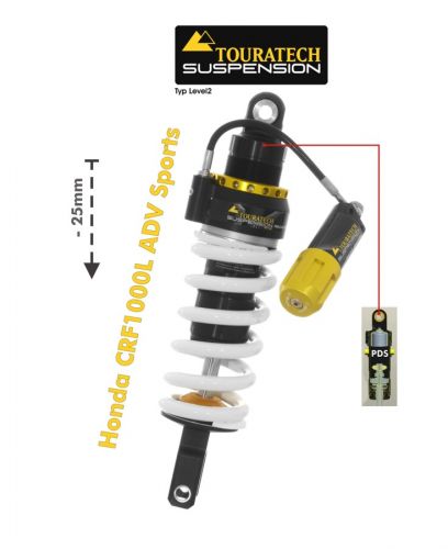 Touratech Suspension lowering shock (-25 mm) for Honda CRF1000L Adventure Sports