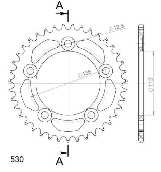 Supersprox takaratas Alu RAL-302:39 Black