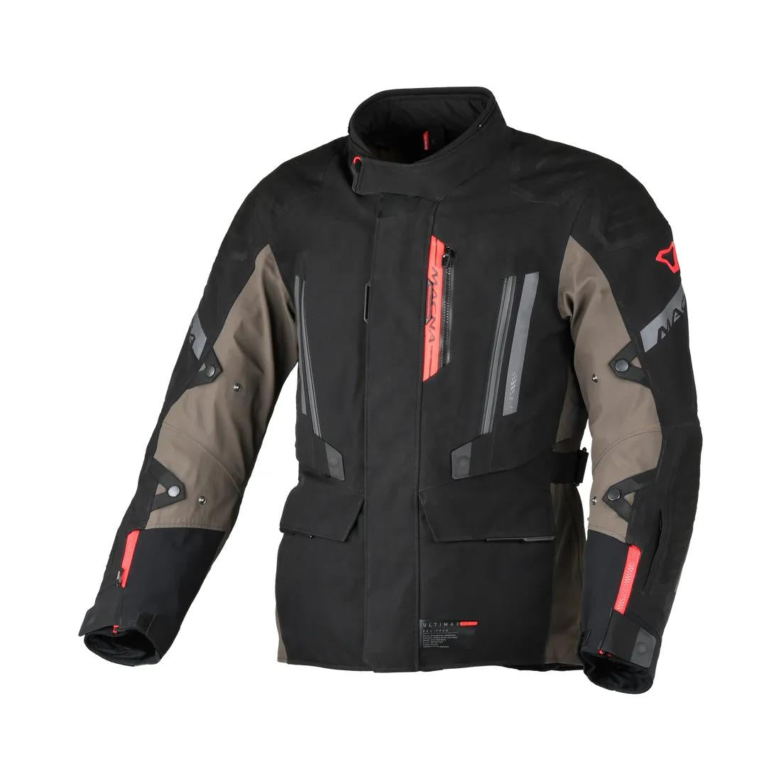 Macna Ultimax 2.0 laminated mc jacket, black/brown/red