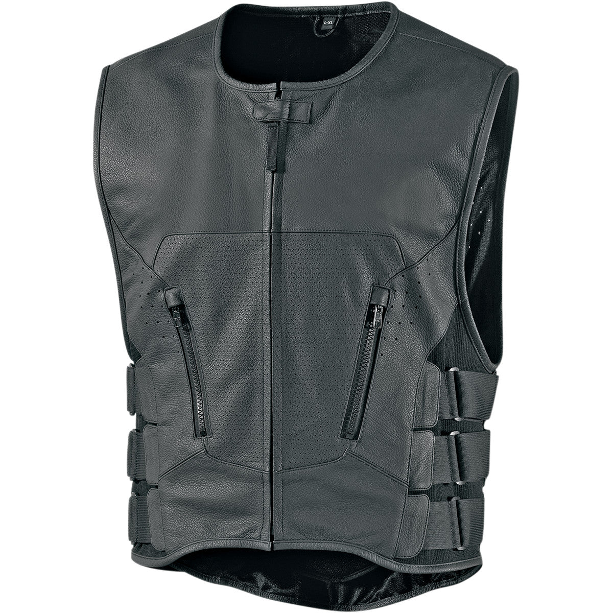 Icon Regulator D3O Stripped leather vest with a back protector