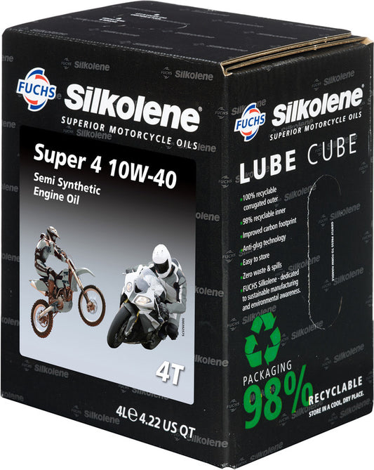 Silkolene Super 4 10W-40, 4L Lube Cube