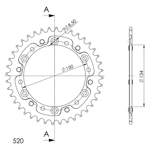 Supersprox Stealth takaratas Silver 460-RST-42-8