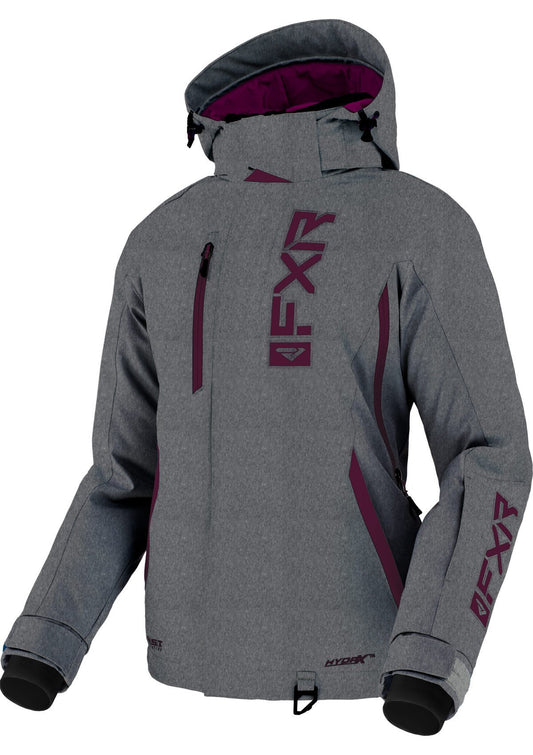 FXR Evo FX womens snowmobile jacket, mid grey/plum