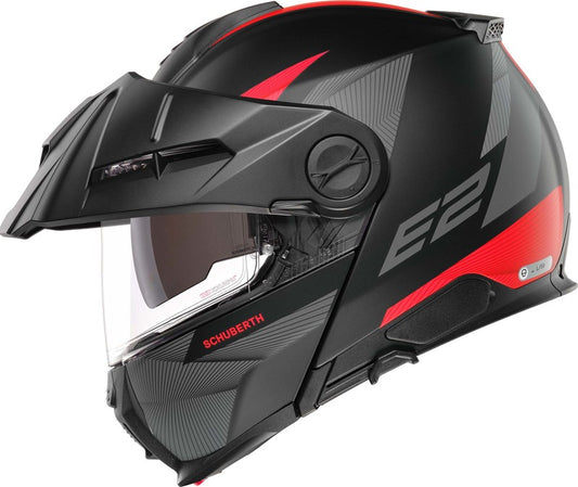 Schuberth E2 Defender, matta harmaa/punainen