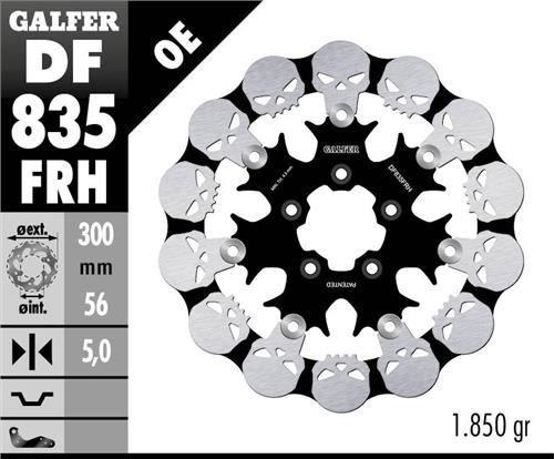 Galfer brakedisc front, DISC WAVE SKULL DESIGN FLOATING (C. STEEL)