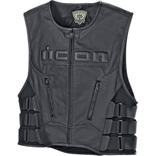 Icon Regulator D3O leather vest with a back protector
