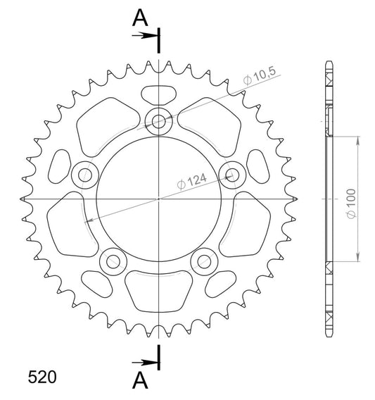 Supersprox takaratas Alu RAL-743:41 Silver