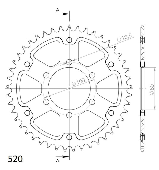 Supersprox Stealth takaratas Silver 7094-RST-45-8