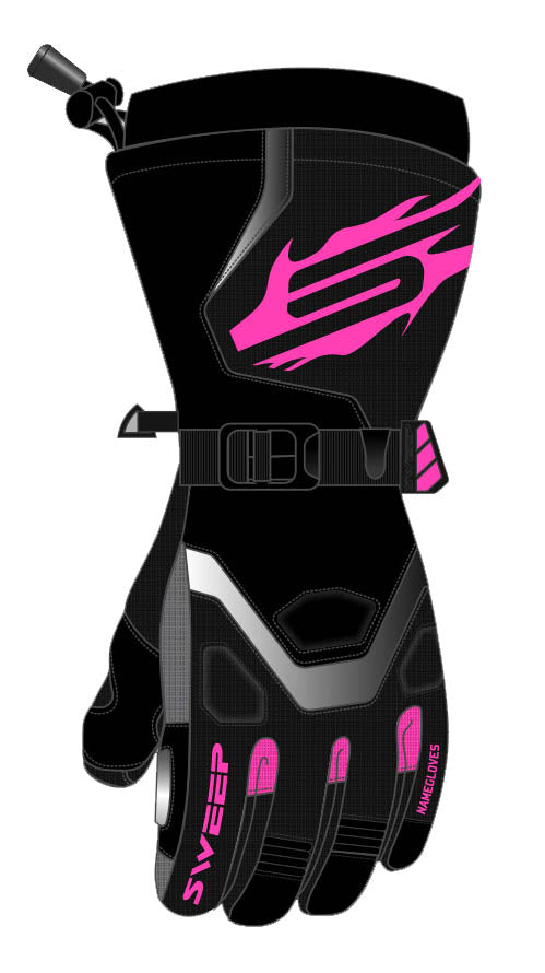 Sweep Recon ladies snowmobile glove, black/pink