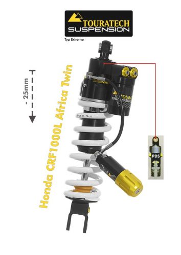 Touratech Suspension lowering shock (-25 mm) for Honda CRF1000L Africa Twin 2015