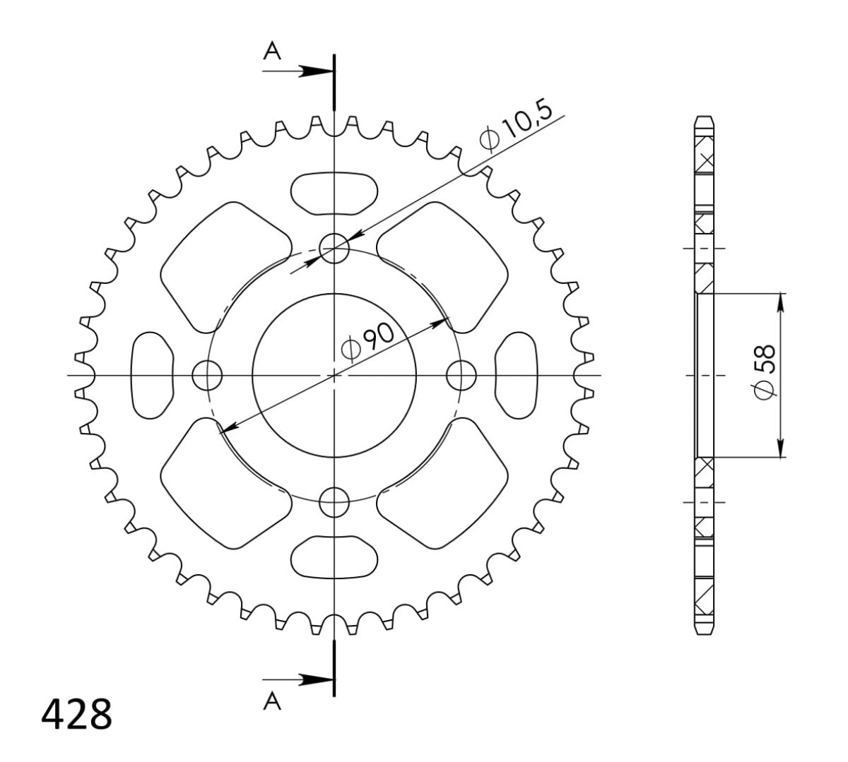 Supersprox Alu takaratas HO CBR125 11- Red 44