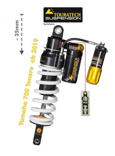 Touratech Suspension lowering shock (-35mm) for Yamaha 700 Tenere from 2019 Type