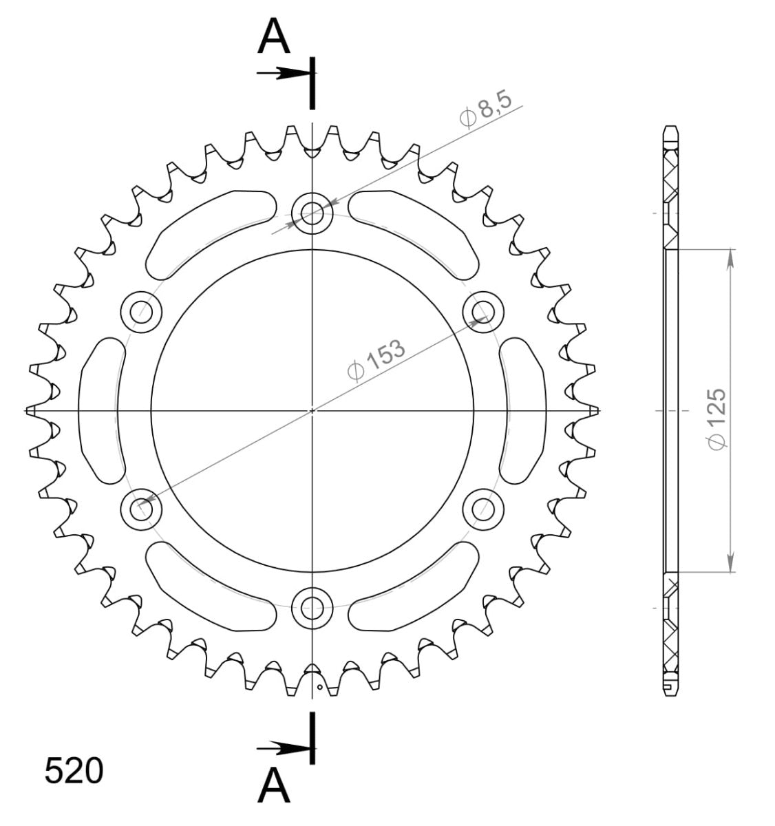 Supersprox takaratas Alu RAL-210:42 Silver