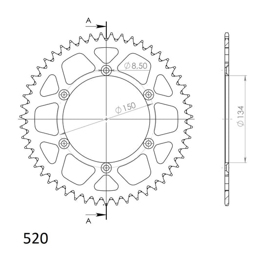 Supersprox takaratas Alu RAL-460:49 Silver