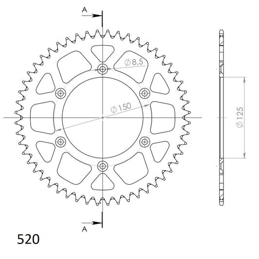 Supersprox takaratas Alu RAL-990:52 Silver