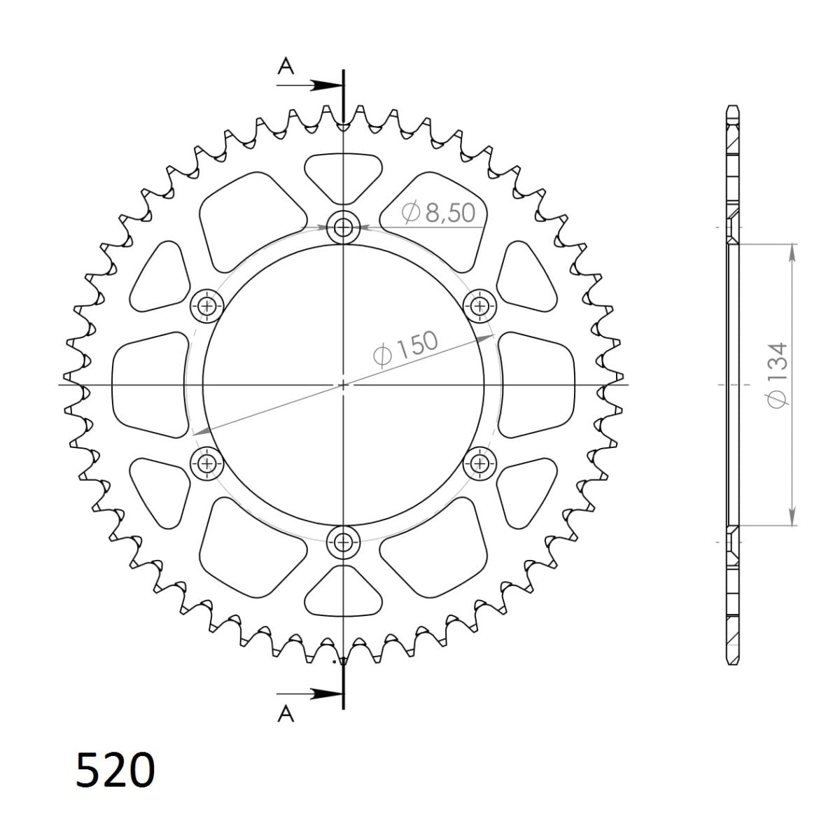 Supersprox takaratas Alu RAL-460:48 Silver