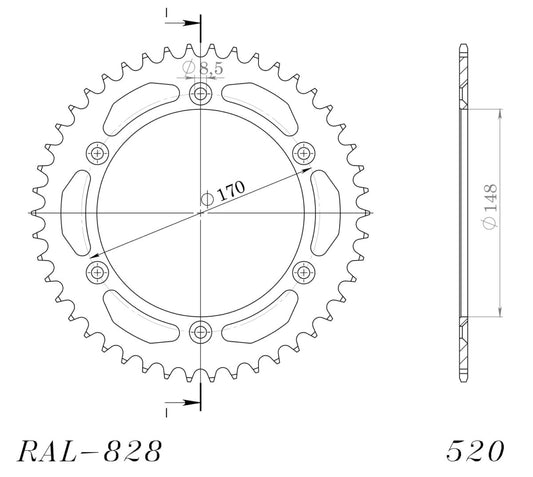 Supersprox takaratas Alu RAL-828:42 Black