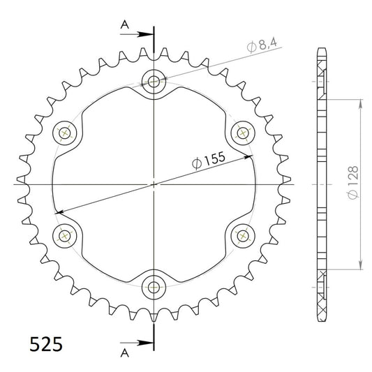 Supersprox takaratas Alu RAL-613:39 Black