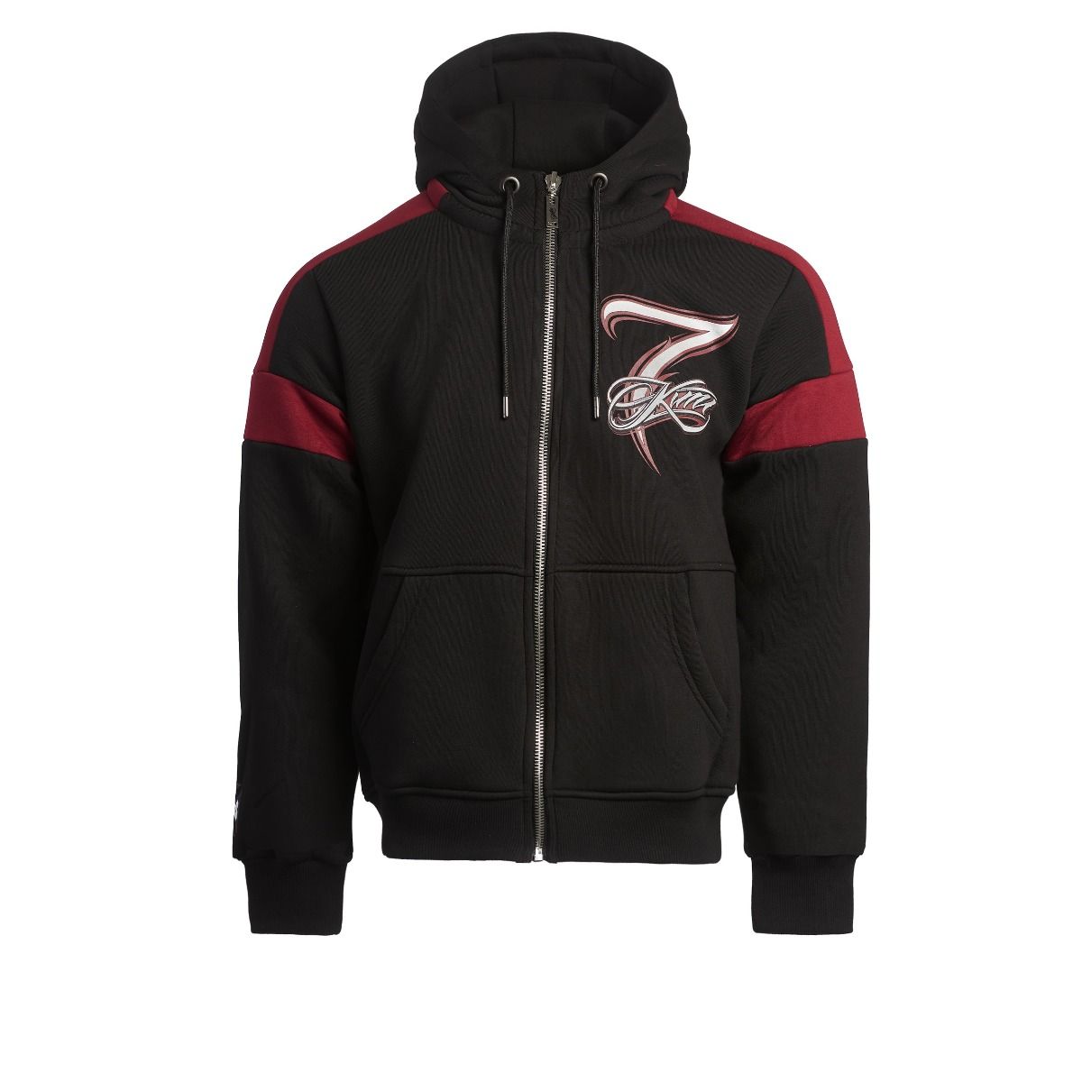 KIMI Panel Zip Hoody, Burgundy Red/Black