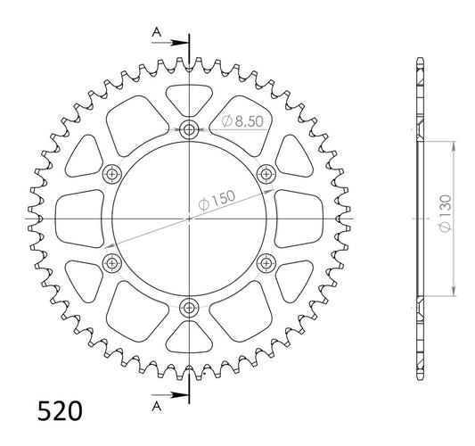 Supersprox takaratas Alu RAL-245:49 Silver