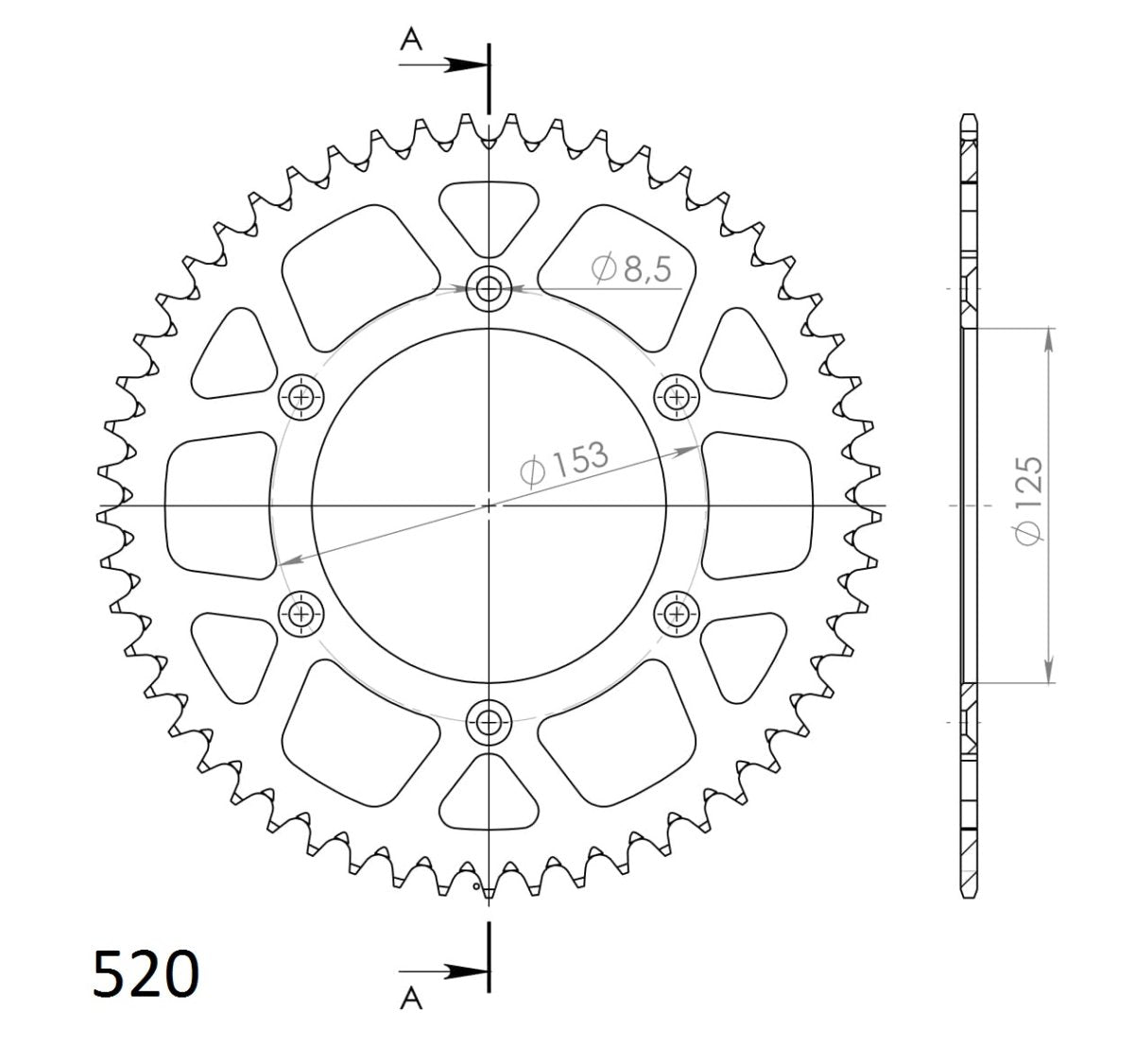 Supersprox takaratas Alu RAL-210:52 Silver