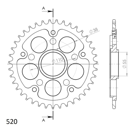 Supersprox Stealth takaratas Silver 733-RST-39-8