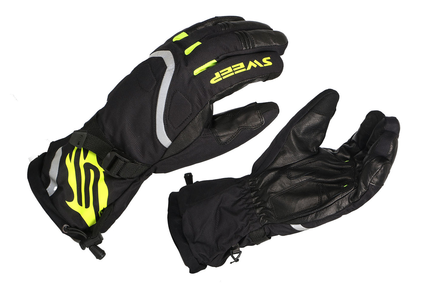 Sweep Recon Snowmobile gloves, black/neon yellow