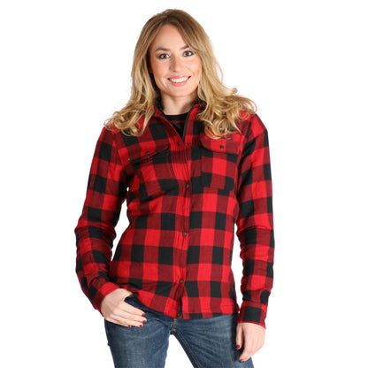 Sweep Manitou ladies MC flannel shirt, red/black