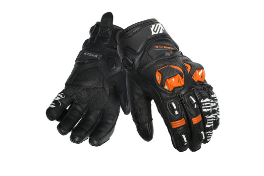 Sweep Volcano short racing gloves, black/white/orange