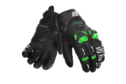 Sweep Volcano short racing gloves, black/white/green