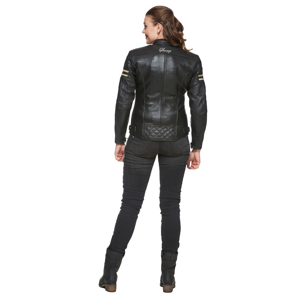 Sweep Amelia ladies leather jacket, black/beige