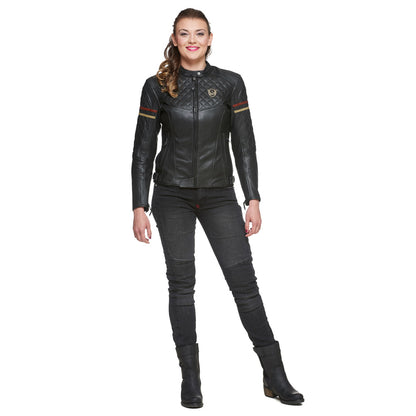 Sweep Amelia ladies leather jacket, black/beige/maroon