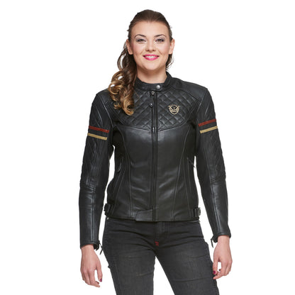 Sweep Amelia ladies leather jacket, black/beige/maroon
