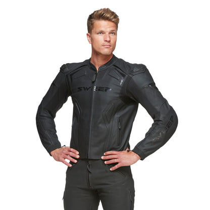 Sweep Chicane leather jacket, black