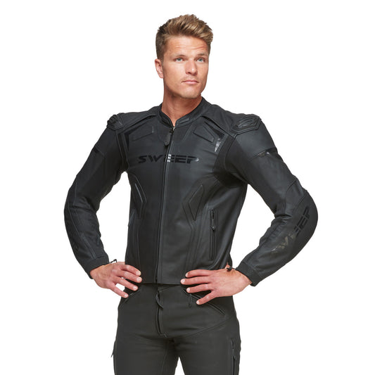 Sweep Chicane leather jacket, black