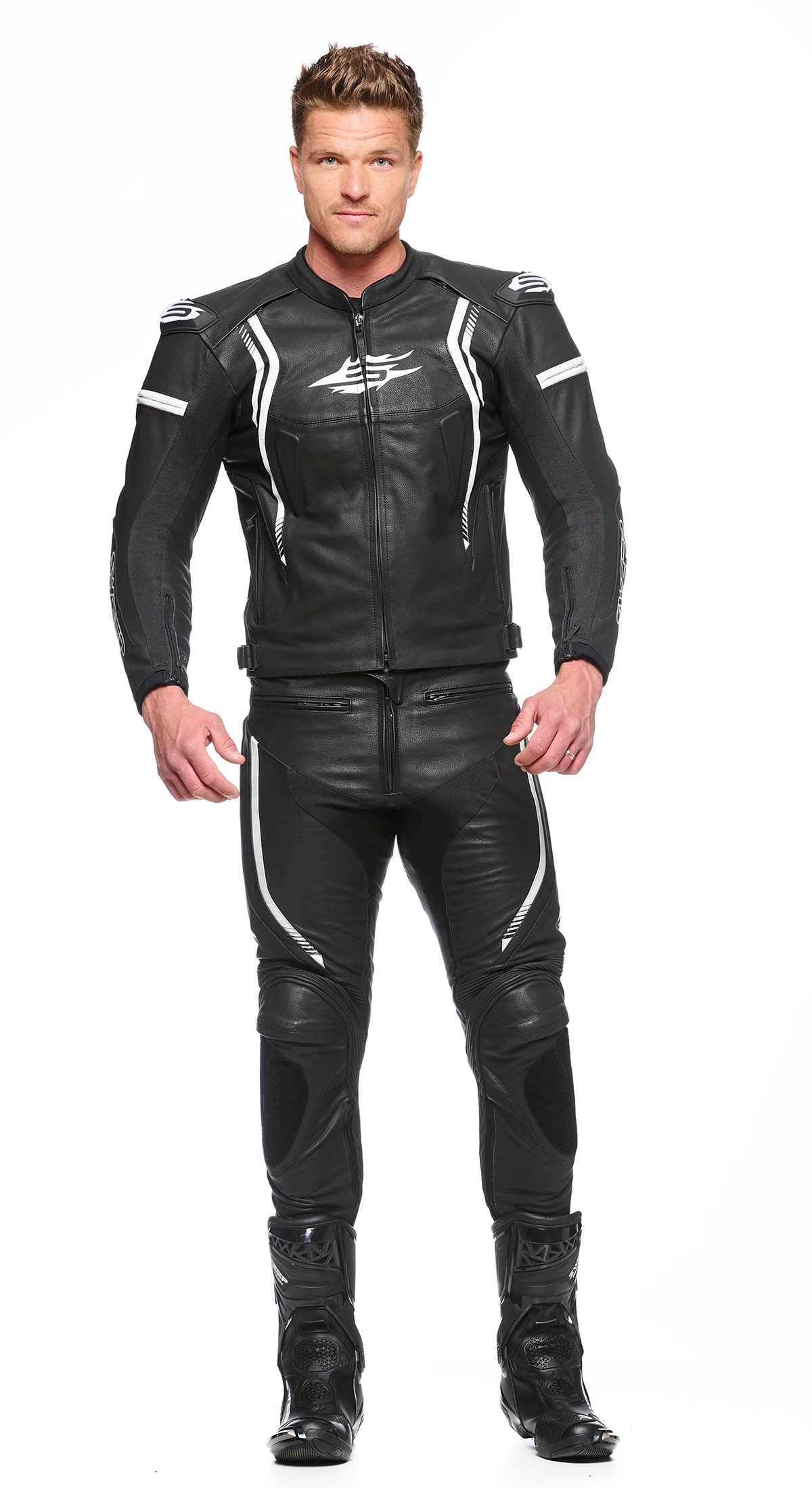 Sweep Chicane 2 nahkatakki, musta/valkoinen