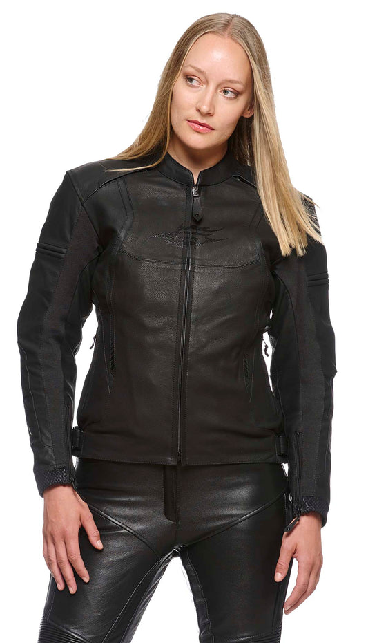 Sweep Chicane 2 ladies leather jacket, black