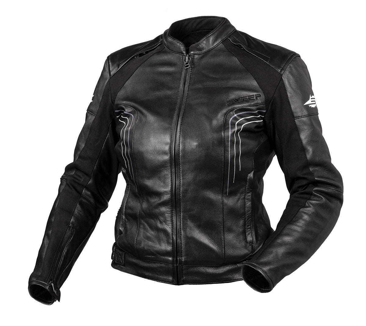 Sweep Connect ladies leather jacket, black/grey