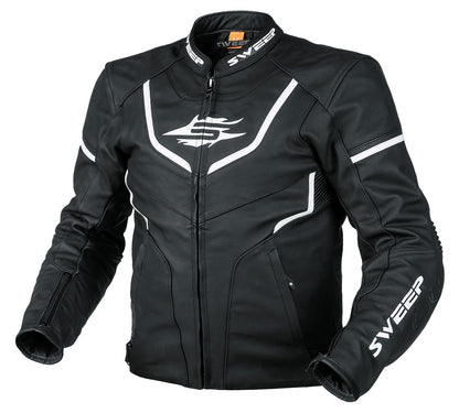 Sweep Maverick leather jacket, black/white