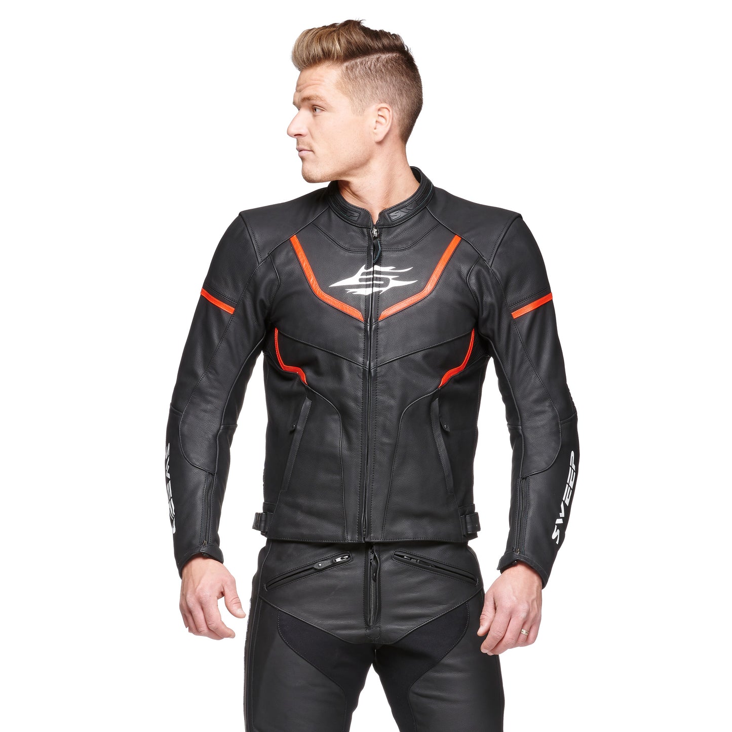 Sweep Maverick nahkatakki, musta/puna