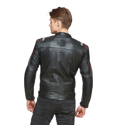 Sweep Ragnar leatherjacket, black/maroon