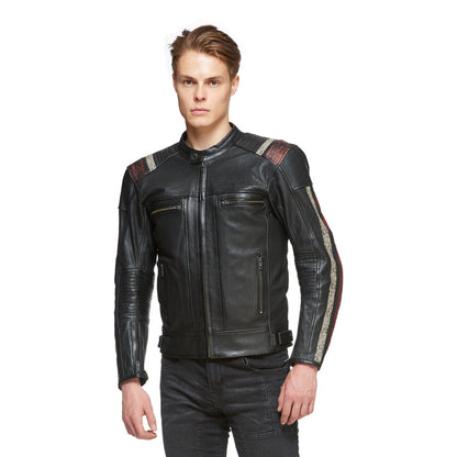 Sweep Ragnar leatherjacket, black/maroon
